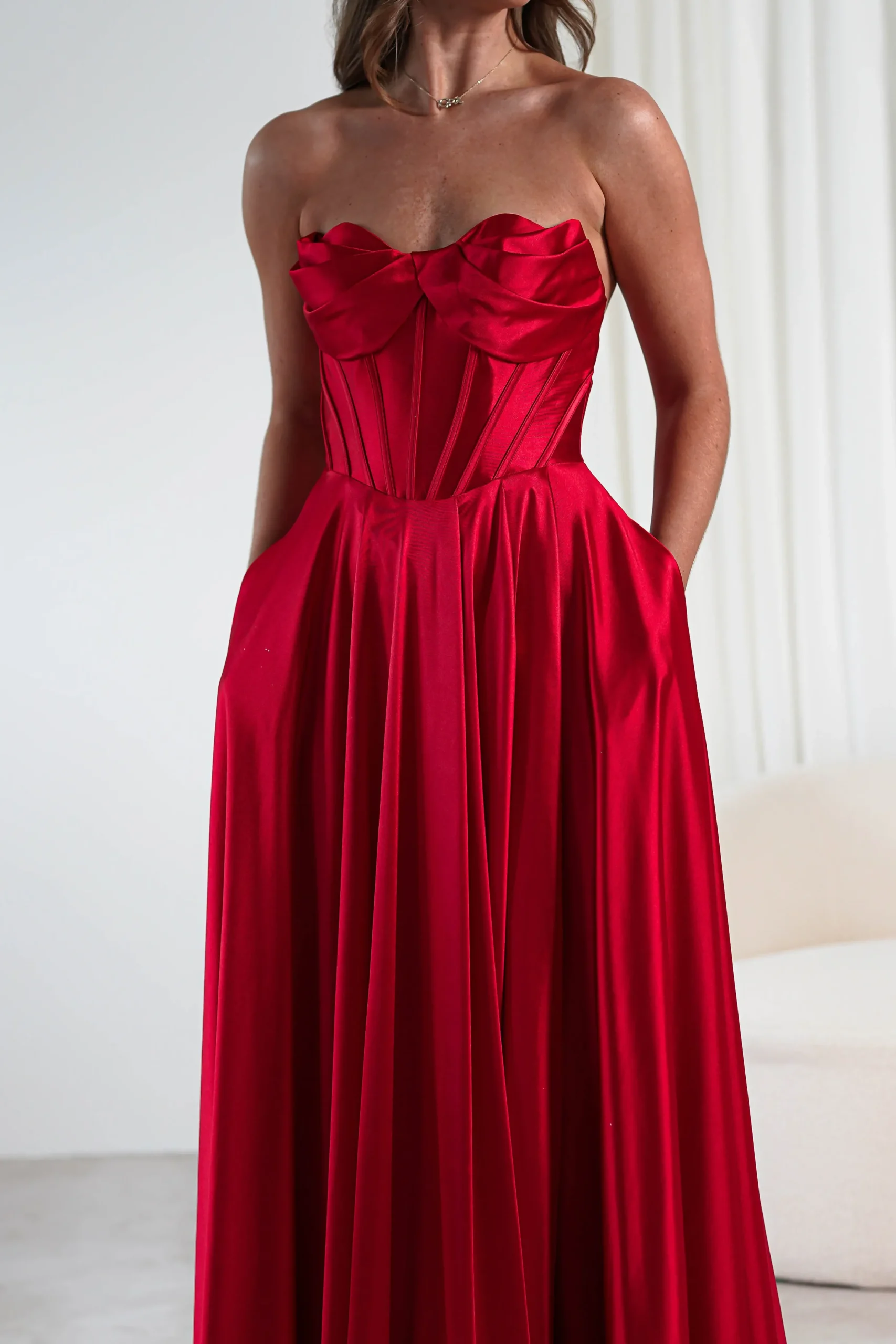 Discount Kristi Strapless A Line Gown | Red Sommerkleider|Sommerkleider