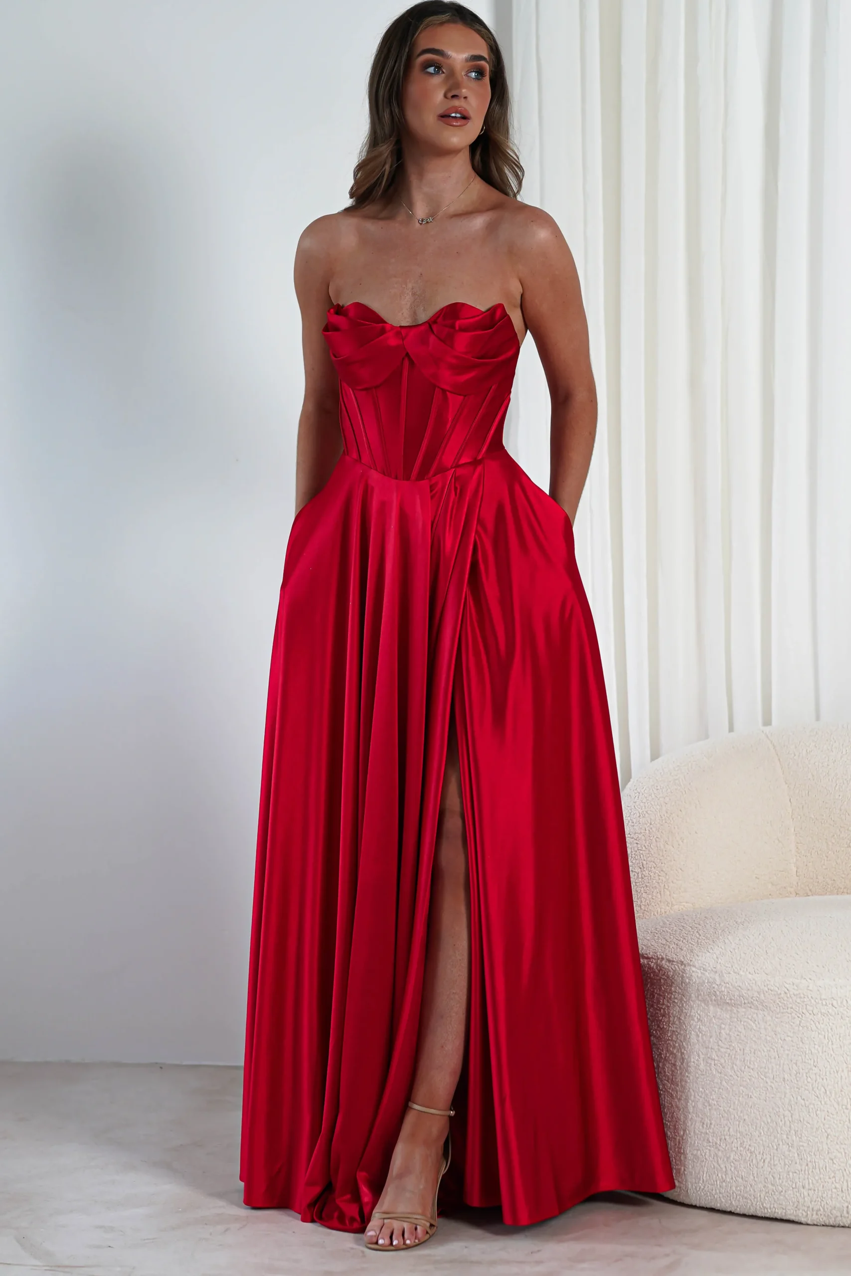 Discount Kristi Strapless A Line Gown | Red Sommerkleider|Sommerkleider