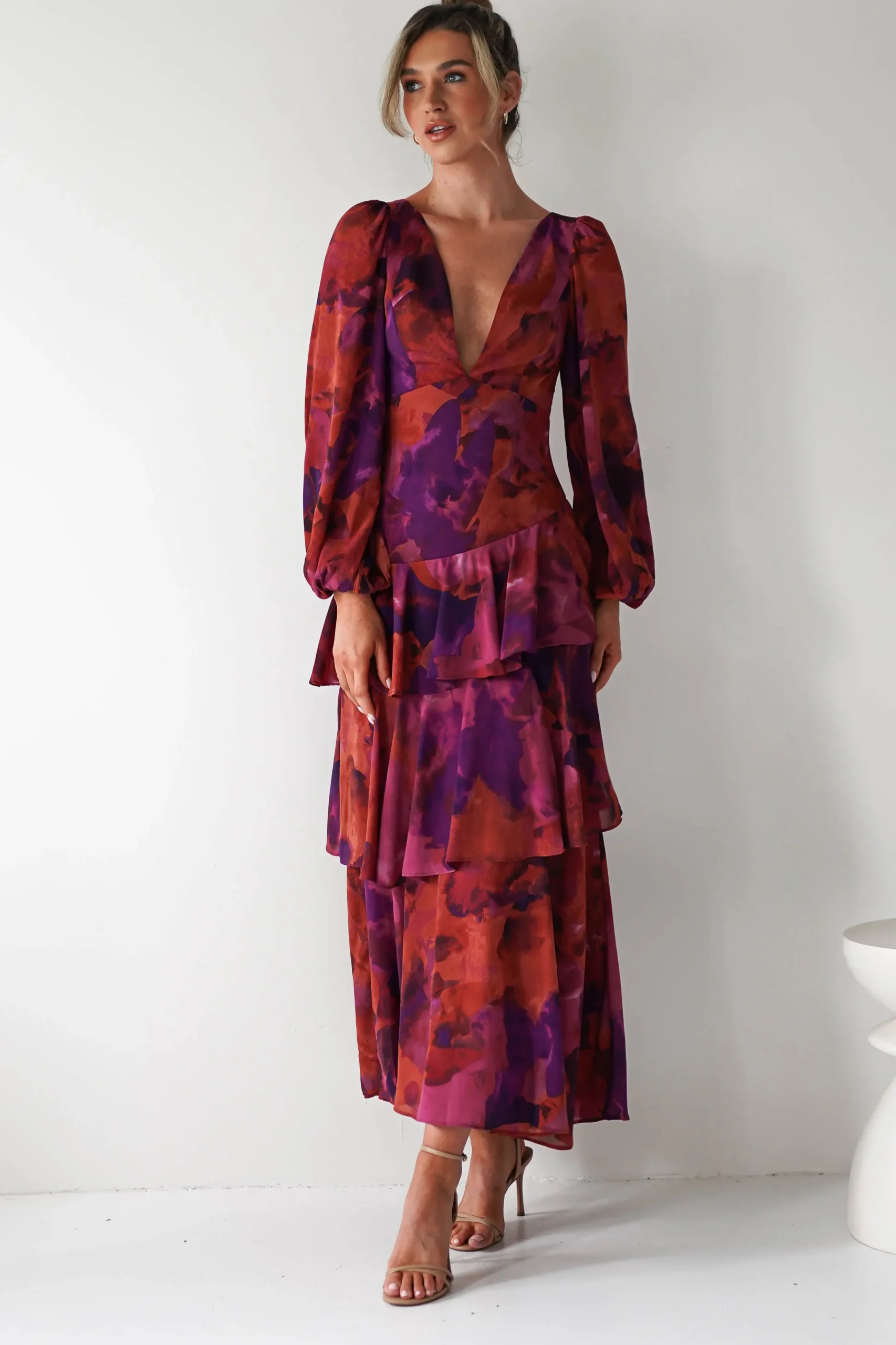 Best Lainey Ruffle Maxi Dress | Mixed Print Lange Kleider|Maxikleider