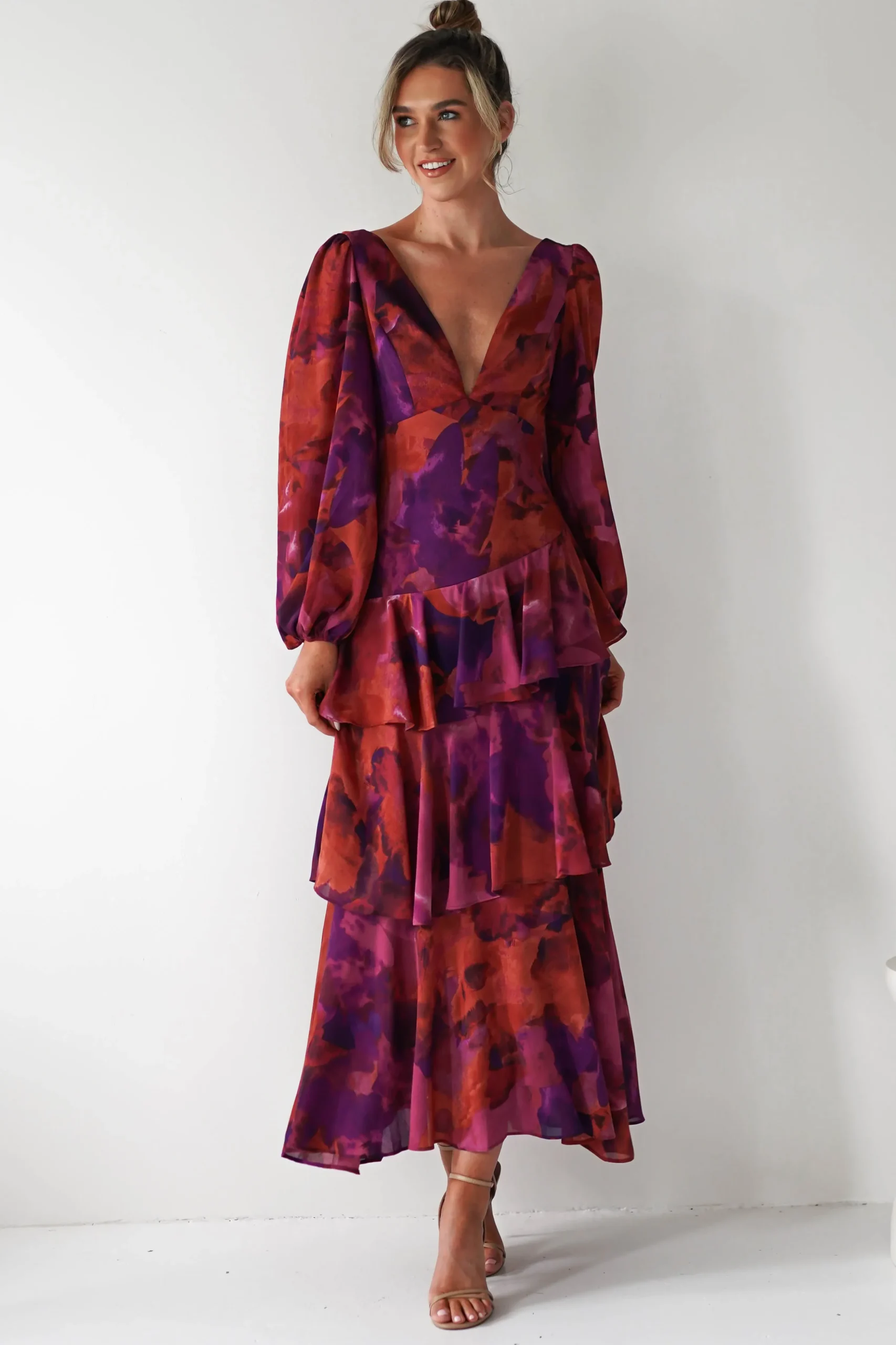 Best Lainey Ruffle Maxi Dress | Mixed Print Lange Kleider|Maxikleider