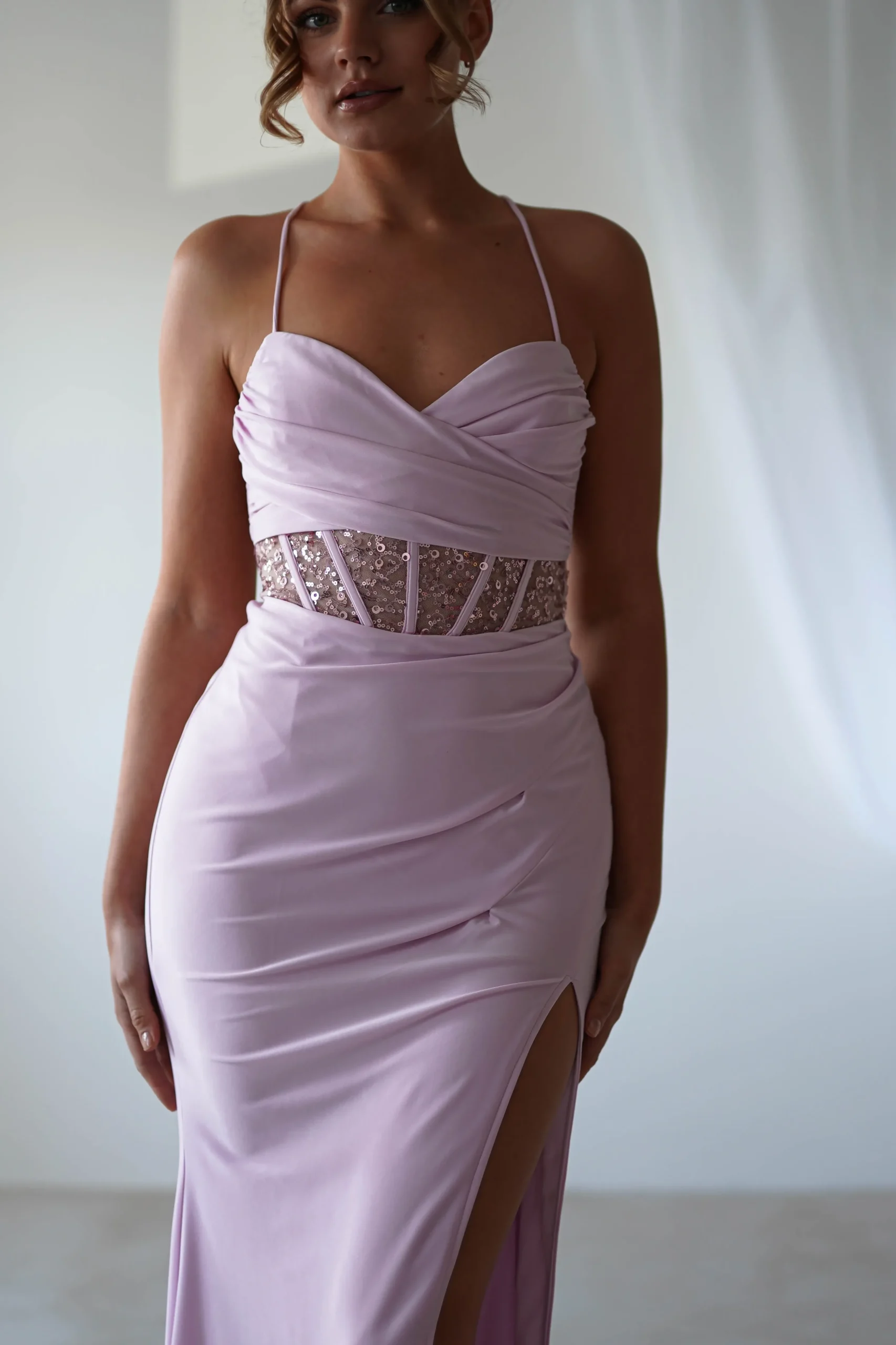 Hot Larna Sequin Bust Bodycon Gown | Light Pink Sommerkleider|Sommerkleider