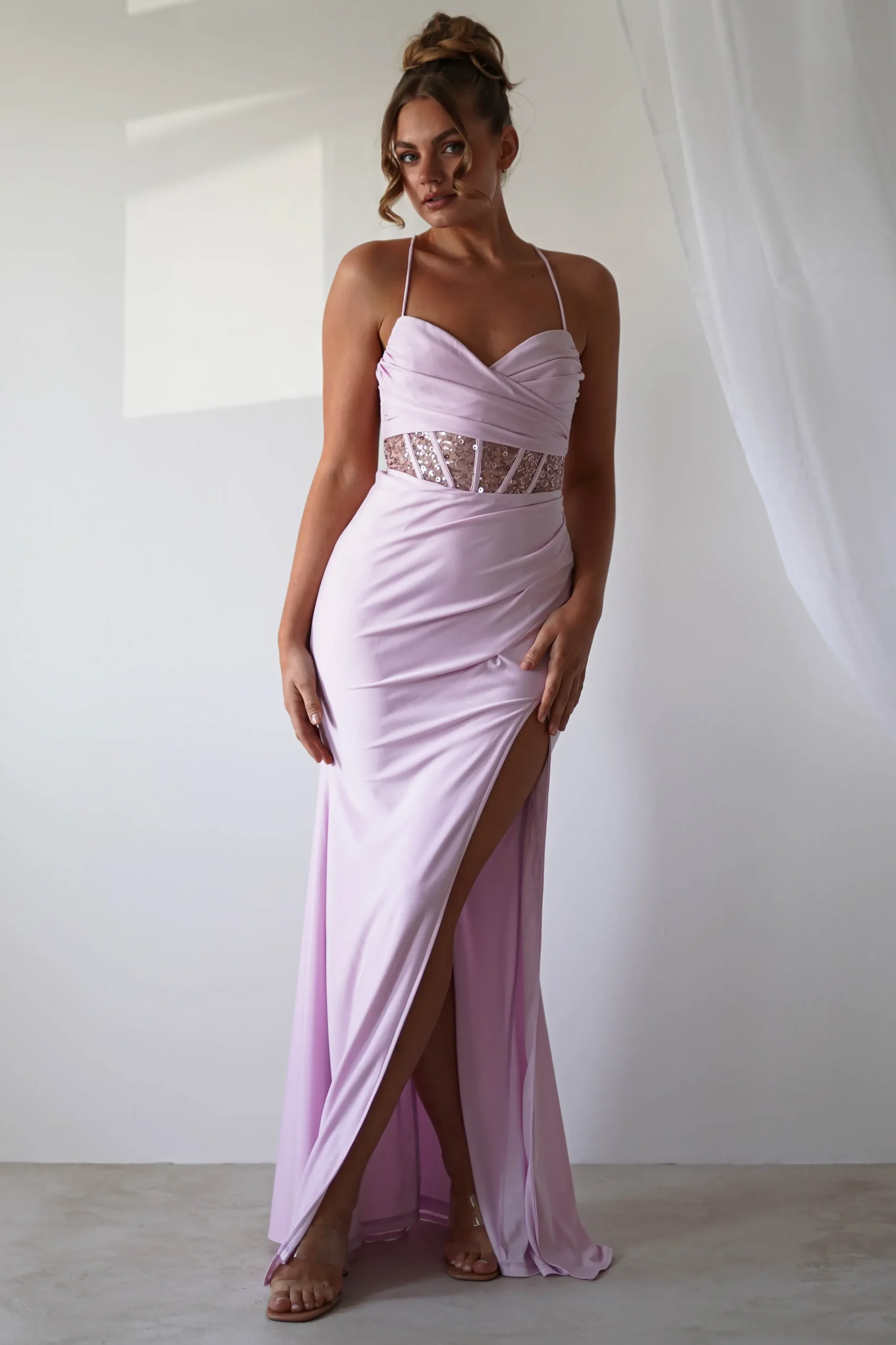 Hot Larna Sequin Bust Bodycon Gown | Light Pink Sommerkleider|Sommerkleider