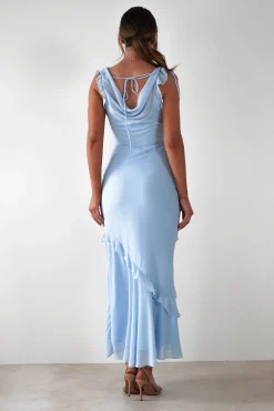 Online Lauretta Ruffle Chiffon Maxi Dress | Blue Lange Kleider|Maxikleider