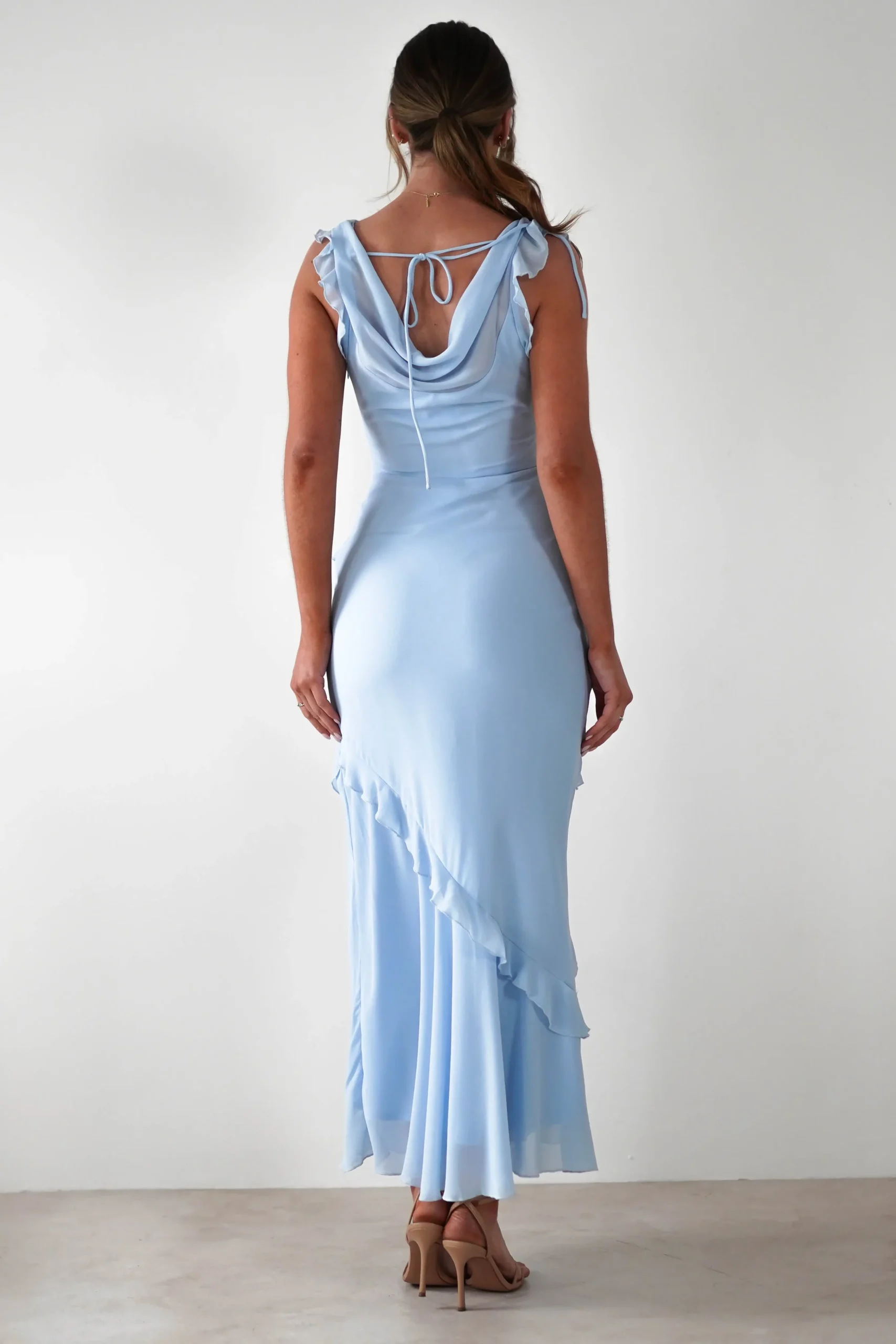 Online Lauretta Ruffle Chiffon Maxi Dress | Blue Lange Kleider|Maxikleider