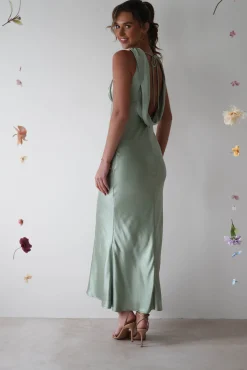 Hot Lauryn Halter Neck Maxi Dress | Sage Mittellange Kleider|Midi-kleider
