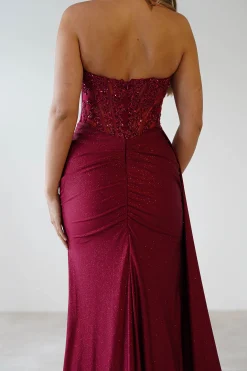 Fashion Lavelle Glitter Bodycon Gown | Burgundy Kleider Für Besondere Anlässe|Sommerkleider