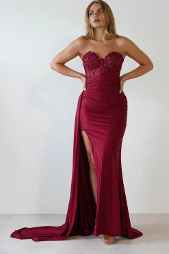 Fashion Lavelle Glitter Bodycon Gown | Burgundy Kleider Für Besondere Anlässe|Sommerkleider