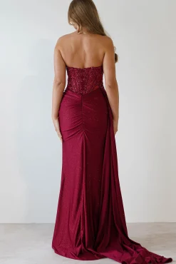 Fashion Lavelle Glitter Bodycon Gown | Burgundy Kleider Für Besondere Anlässe|Sommerkleider