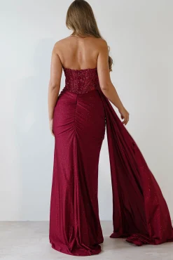 Fashion Lavelle Glitter Bodycon Gown | Burgundy Kleider Für Besondere Anlässe|Sommerkleider