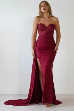 Fashion Lavelle Glitter Bodycon Gown | Burgundy Kleider Für Besondere Anlässe|Sommerkleider