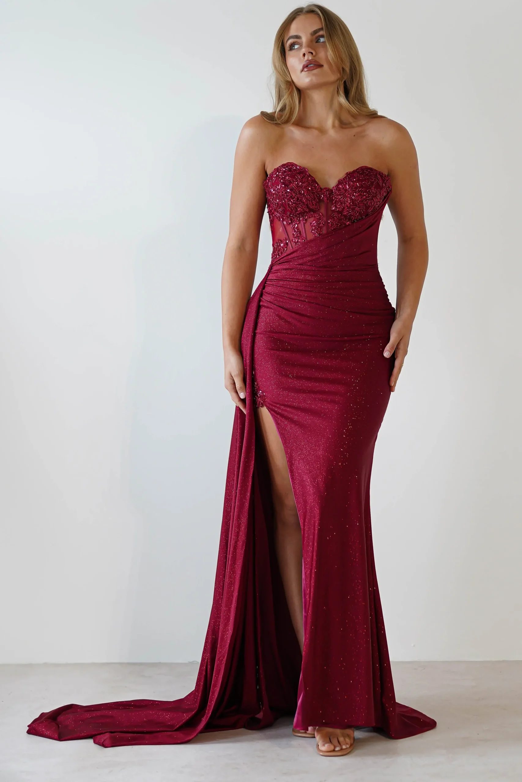Fashion Lavelle Glitter Bodycon Gown | Burgundy Kleider Für Besondere Anlässe|Sommerkleider