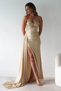 Best Lavelle Glitter Bodycon Gown | Gold Kleider Für Besondere Anlässe|Sommerkleider