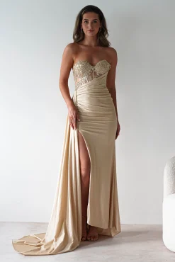 Best Lavelle Glitter Bodycon Gown | Gold Kleider Für Besondere Anlässe|Sommerkleider
