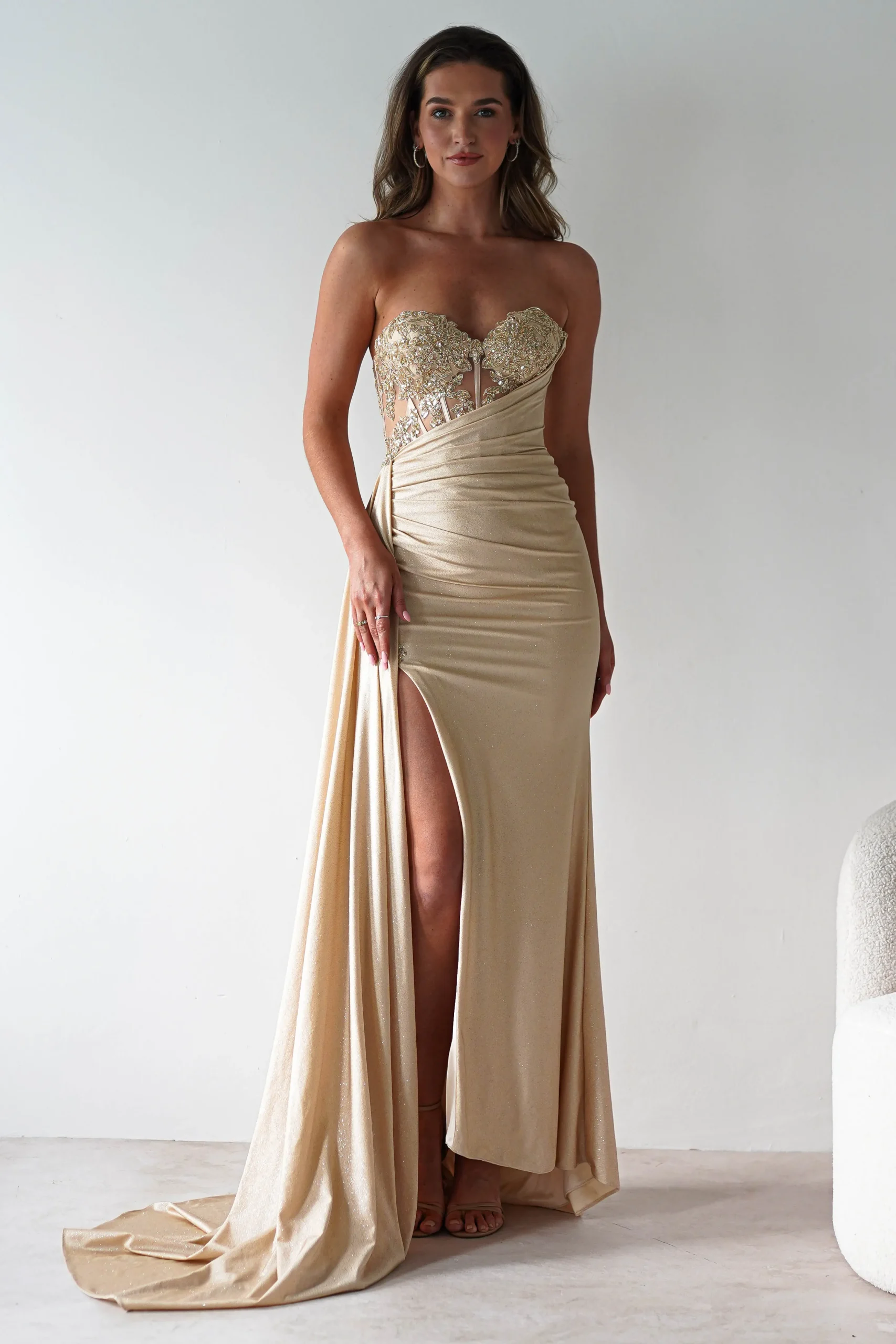 Best Lavelle Glitter Bodycon Gown | Gold Kleider Für Besondere Anlässe|Sommerkleider