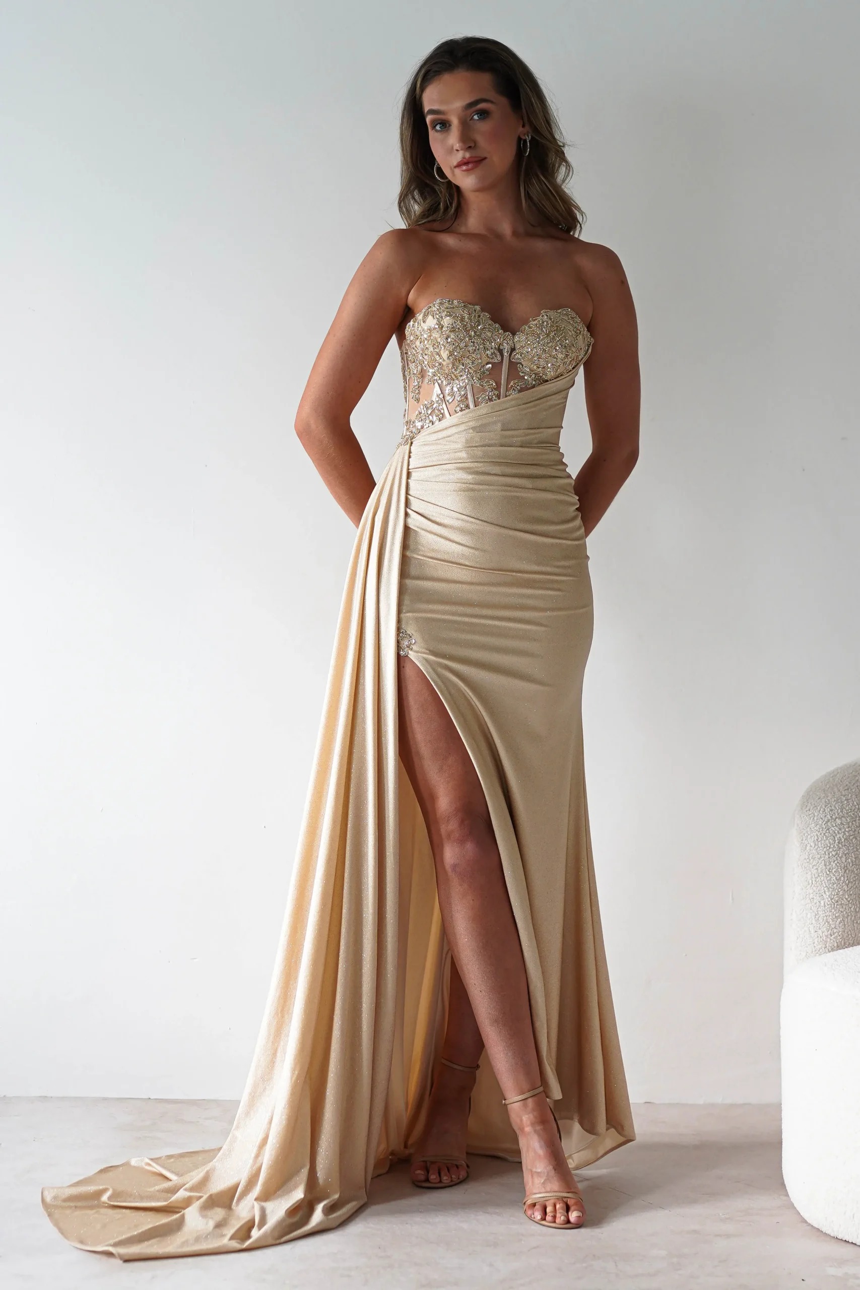 Best Lavelle Glitter Bodycon Gown | Gold Kleider Für Besondere Anlässe|Sommerkleider