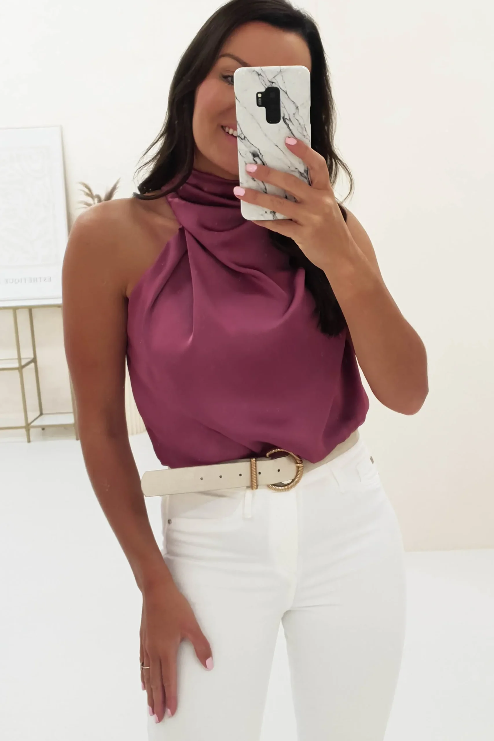 Clearance Layla Soft Satin Crop Top | Plum Oberteile|Sommerkleider