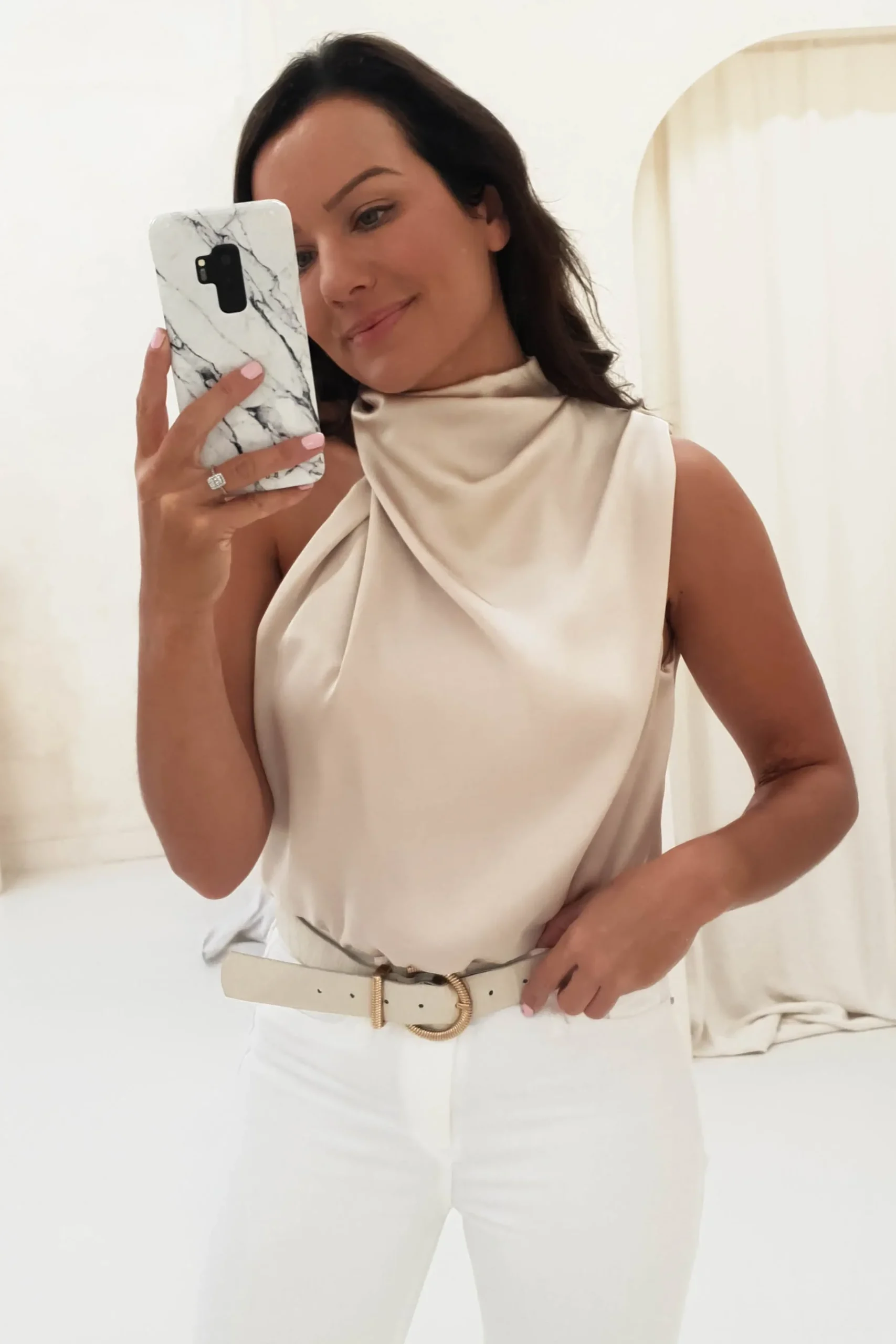 New Layla Soft Satin Crop Top | Champagne Oberteile|Sommerkleider