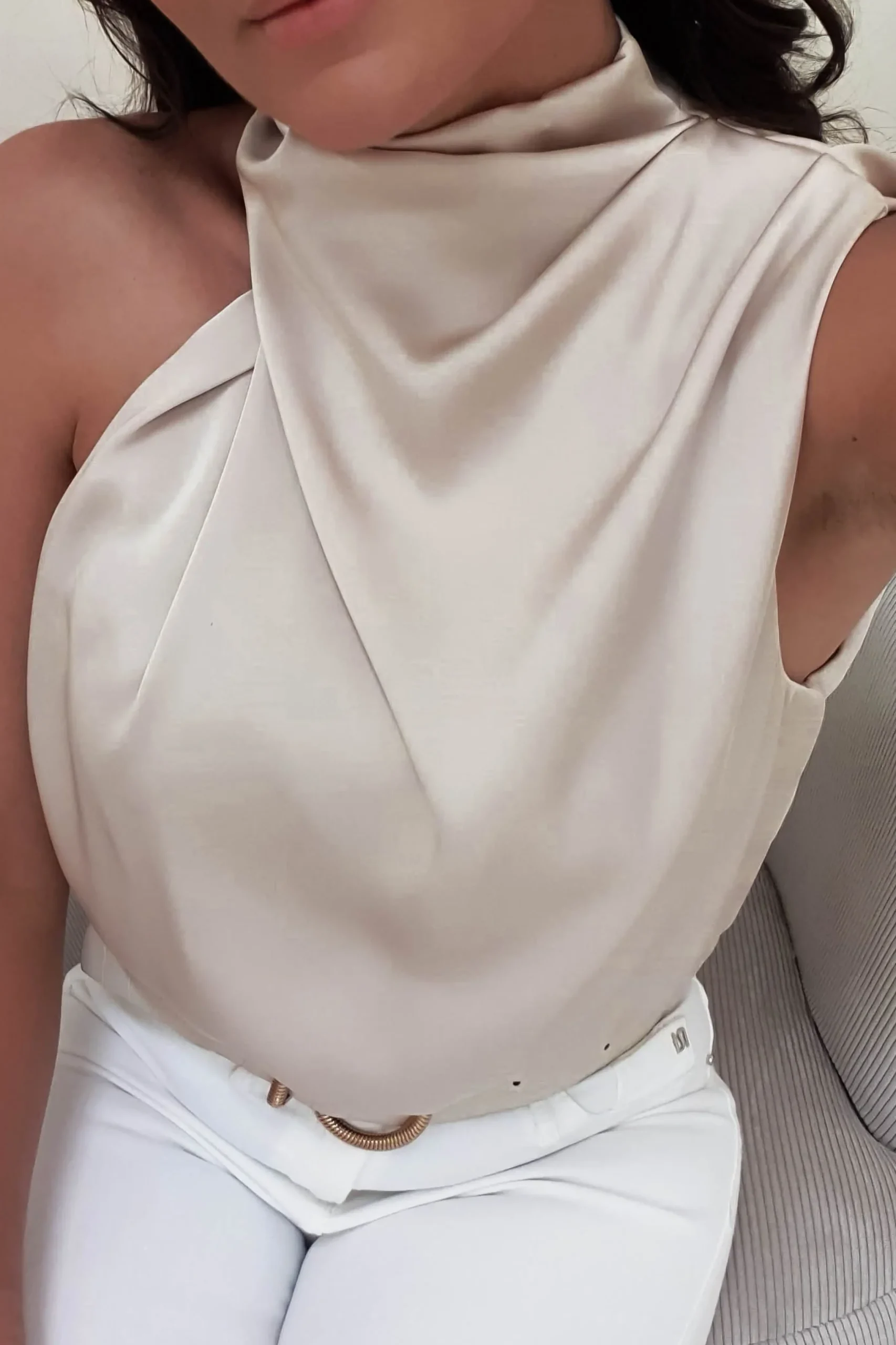 New Layla Soft Satin Crop Top | Champagne Oberteile|Sommerkleider