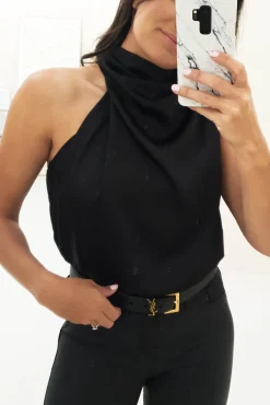 Fashion Layla Soft Satin Crop Top | Black Oberteile|Sommerkleider