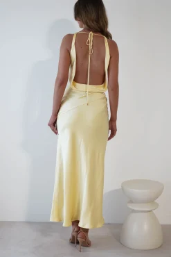 Online Leah Cowl Neckline Maxi Dress | Yellow Lange Kleider|Maxikleider
