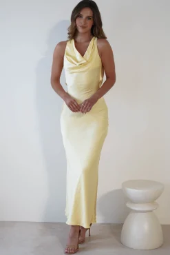 Online Leah Cowl Neckline Maxi Dress | Yellow Lange Kleider|Maxikleider