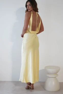 Online Leah Cowl Neckline Maxi Dress | Yellow Lange Kleider|Maxikleider