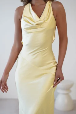 Online Leah Cowl Neckline Maxi Dress | Yellow Lange Kleider|Maxikleider