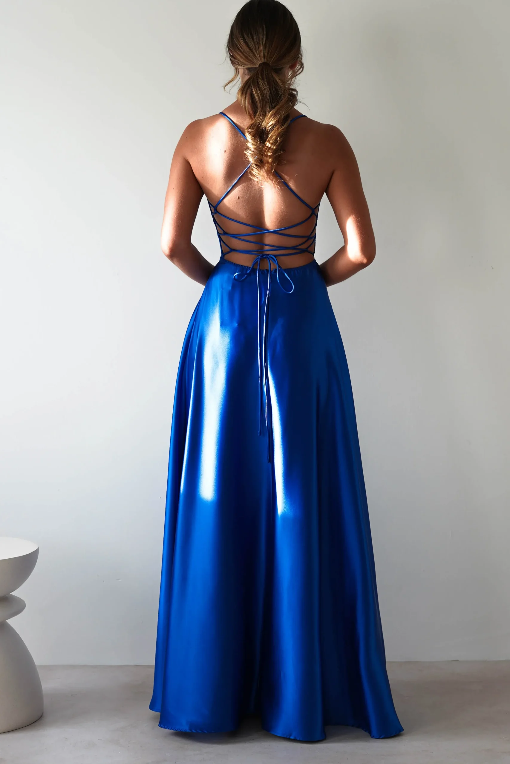 Fashion Leelie Silky Satin Maxi Gown | Royal Blue Lange Kleider|Maxikleider