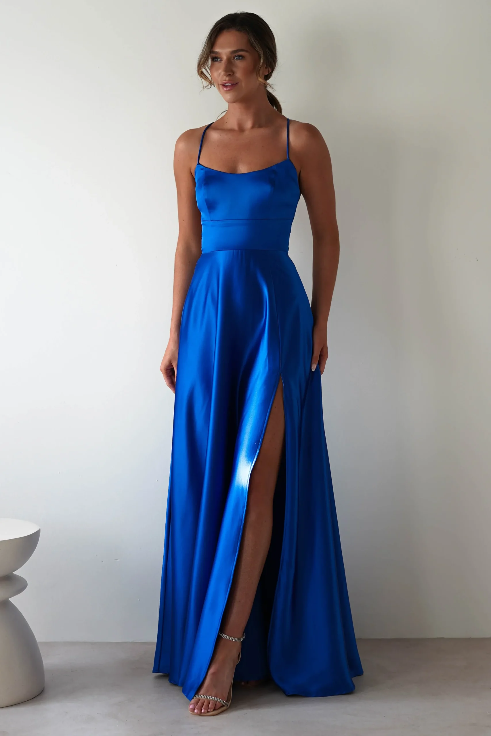Fashion Leelie Silky Satin Maxi Gown | Royal Blue Lange Kleider|Maxikleider