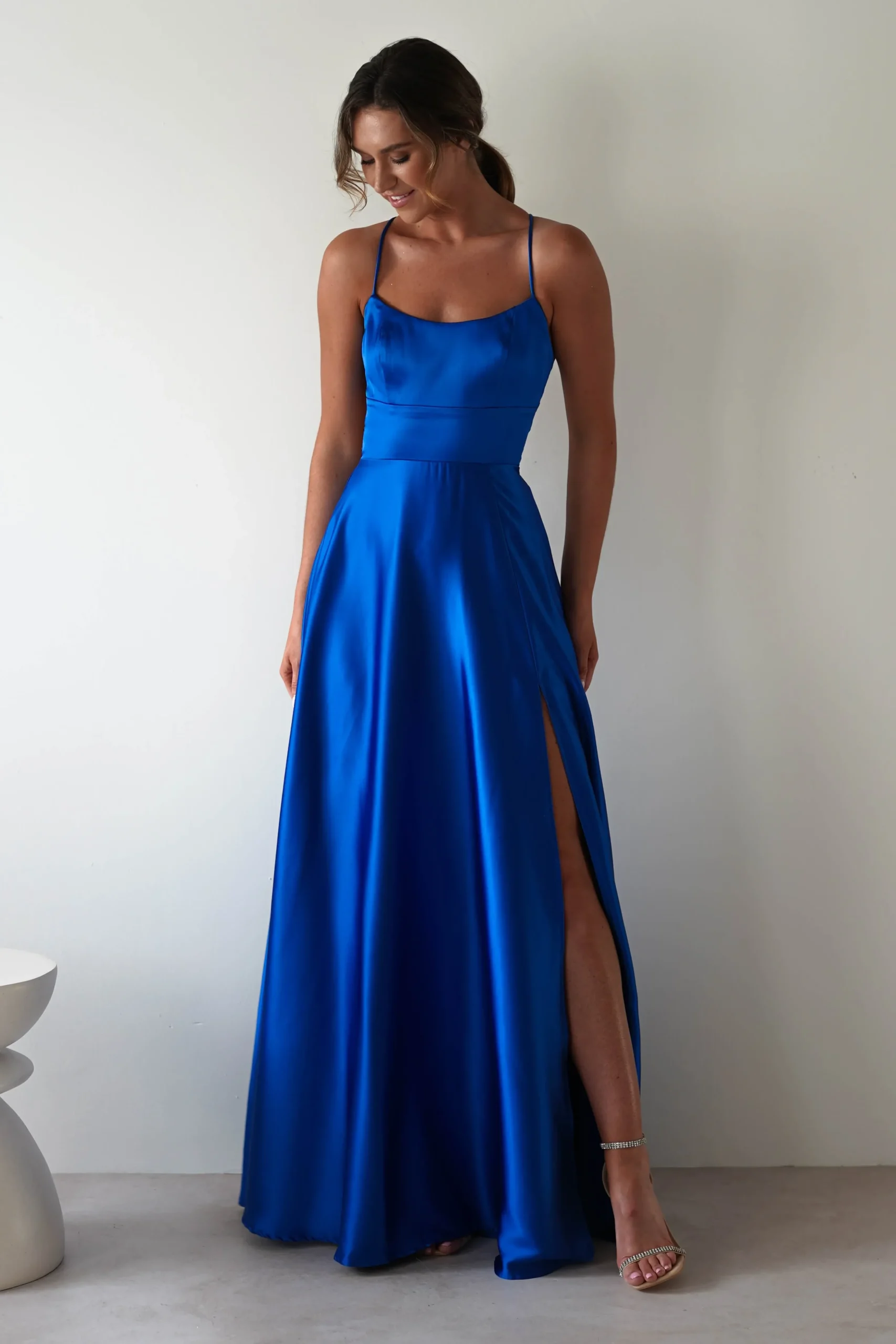 Fashion Leelie Silky Satin Maxi Gown | Royal Blue Lange Kleider|Maxikleider