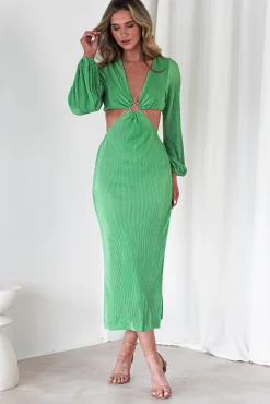 Clearance Lennon Ribbed Cut Out Maxi Dress| Green Kleider Für Besondere Anlässe|Lange Kleider