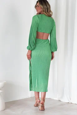 Clearance Lennon Ribbed Cut Out Maxi Dress| Green Kleider Für Besondere Anlässe|Lange Kleider