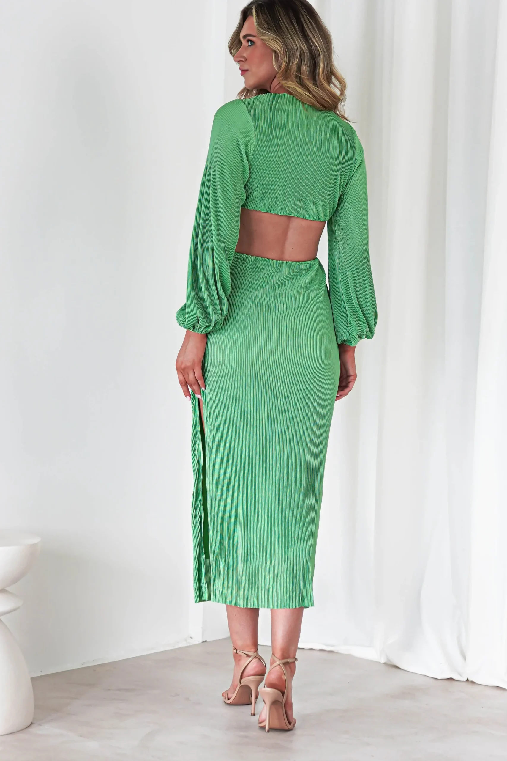 Clearance Lennon Ribbed Cut Out Maxi Dress| Green Kleider Für Besondere Anlässe|Lange Kleider