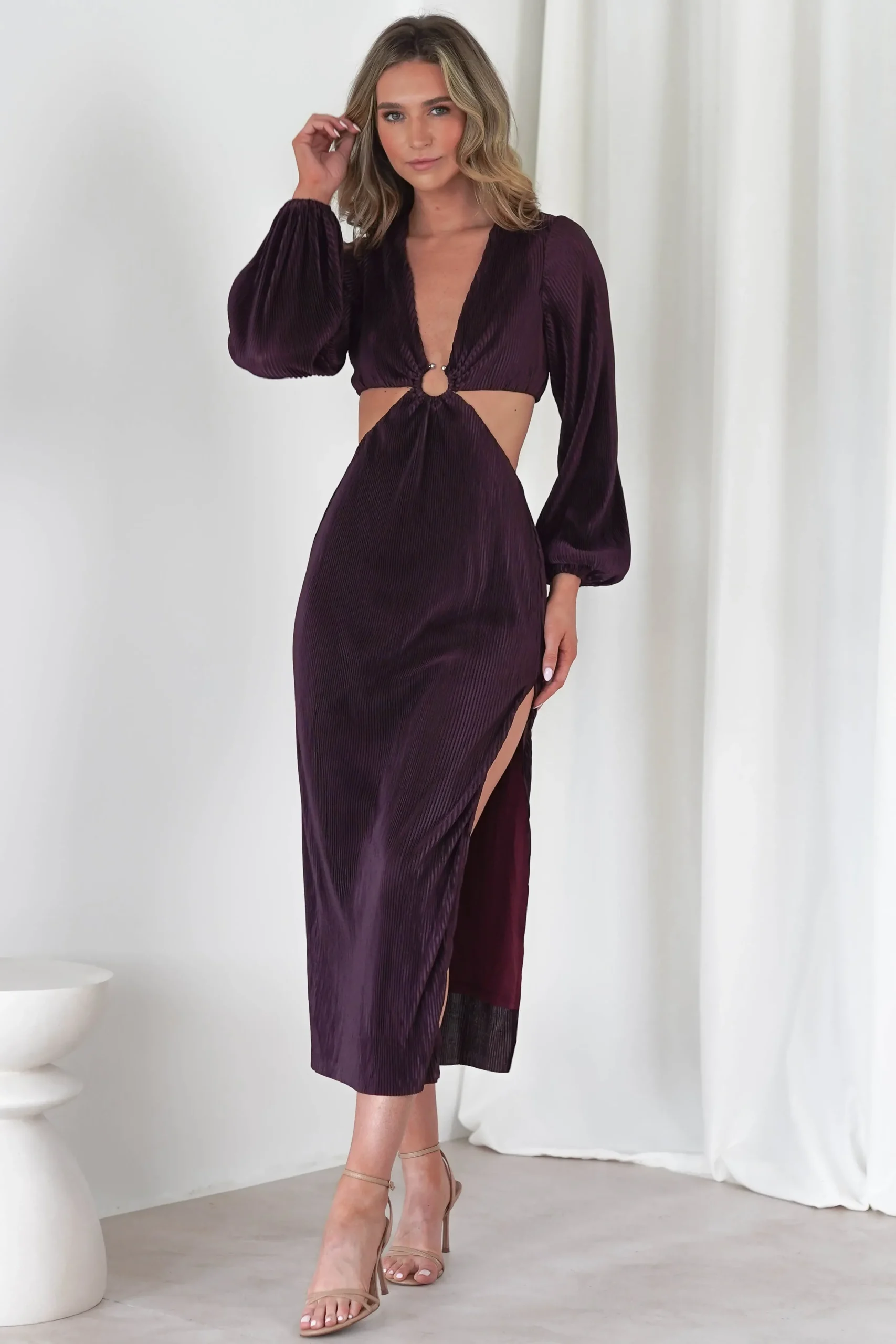 Sale Lennon Ribbed Cut Out Maxi Dress| Dark Purple Lange Kleider|Maxikleider