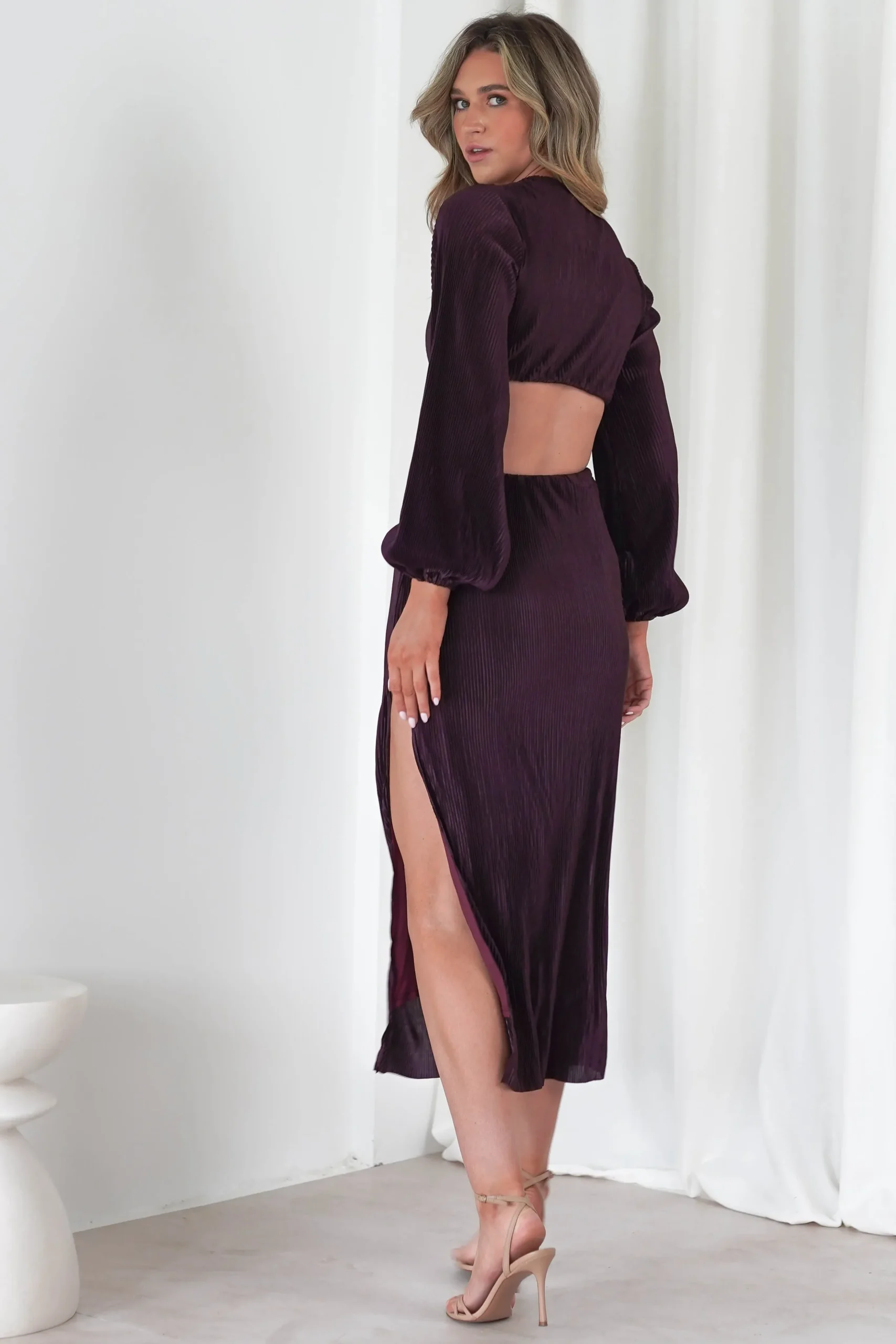 Sale Lennon Ribbed Cut Out Maxi Dress| Dark Purple Lange Kleider|Maxikleider
