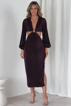 Sale Lennon Ribbed Cut Out Maxi Dress| Dark Purple Lange Kleider|Maxikleider