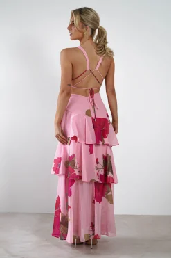 New Lenora Floral Print Maxi Dress | Pink Lange Kleider|Maxikleider