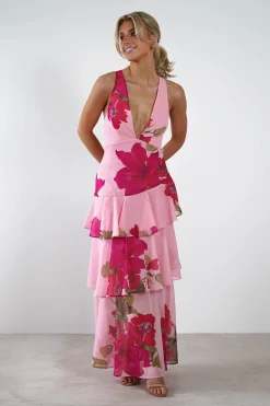 New Lenora Floral Print Maxi Dress | Pink Lange Kleider|Maxikleider