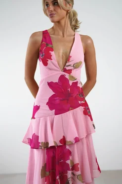 New Lenora Floral Print Maxi Dress | Pink Lange Kleider|Maxikleider