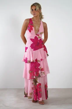 New Lenora Floral Print Maxi Dress | Pink Lange Kleider|Maxikleider