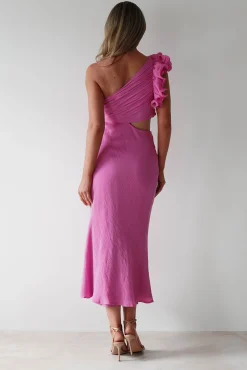 Online Logen Ruffle Sleeve Midaxi | Pink Lange Kleider|Maxikleider