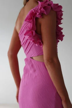 Online Logen Ruffle Sleeve Midaxi | Pink Lange Kleider|Maxikleider