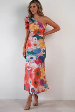 Best Logen Ruffle Sleeve Midaxi | Orange Floral Print Lange Kleider|Maxikleider