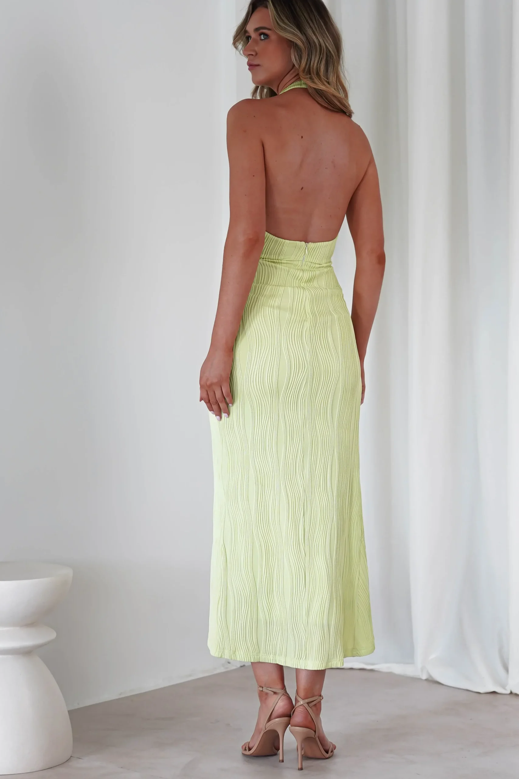 Outlet Louisa Ribbed Midaxi Dress | Lime Lange Kleider|Maxikleider