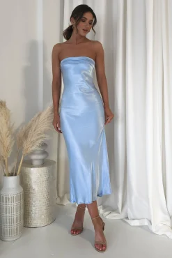 Discount Lucia Soft Satin Slip Midi Dress Blue Mittellange Kleider|Midi-kleider