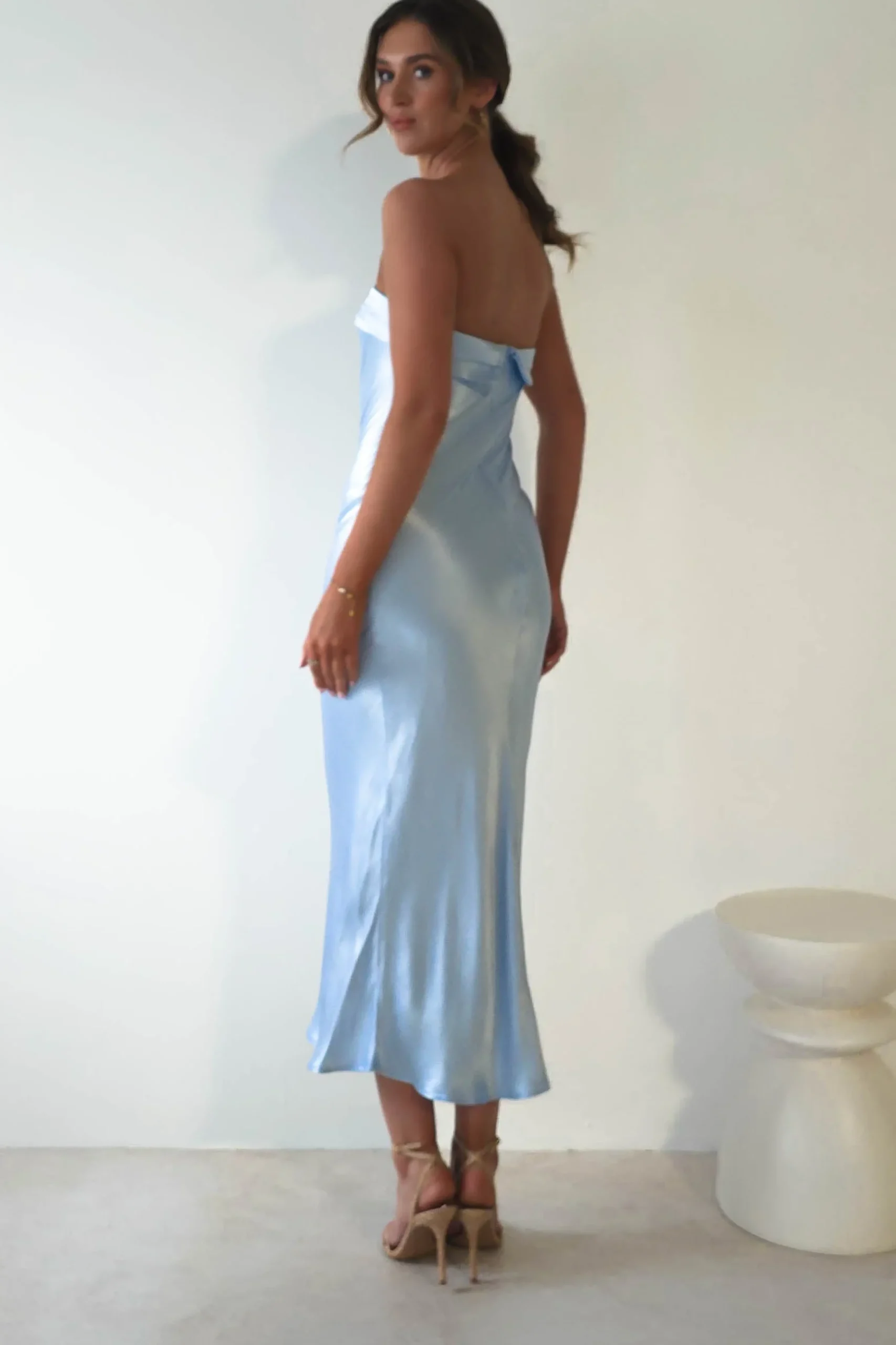 Discount Lucia Soft Satin Slip Midi Dress Blue Mittellange Kleider|Midi-kleider