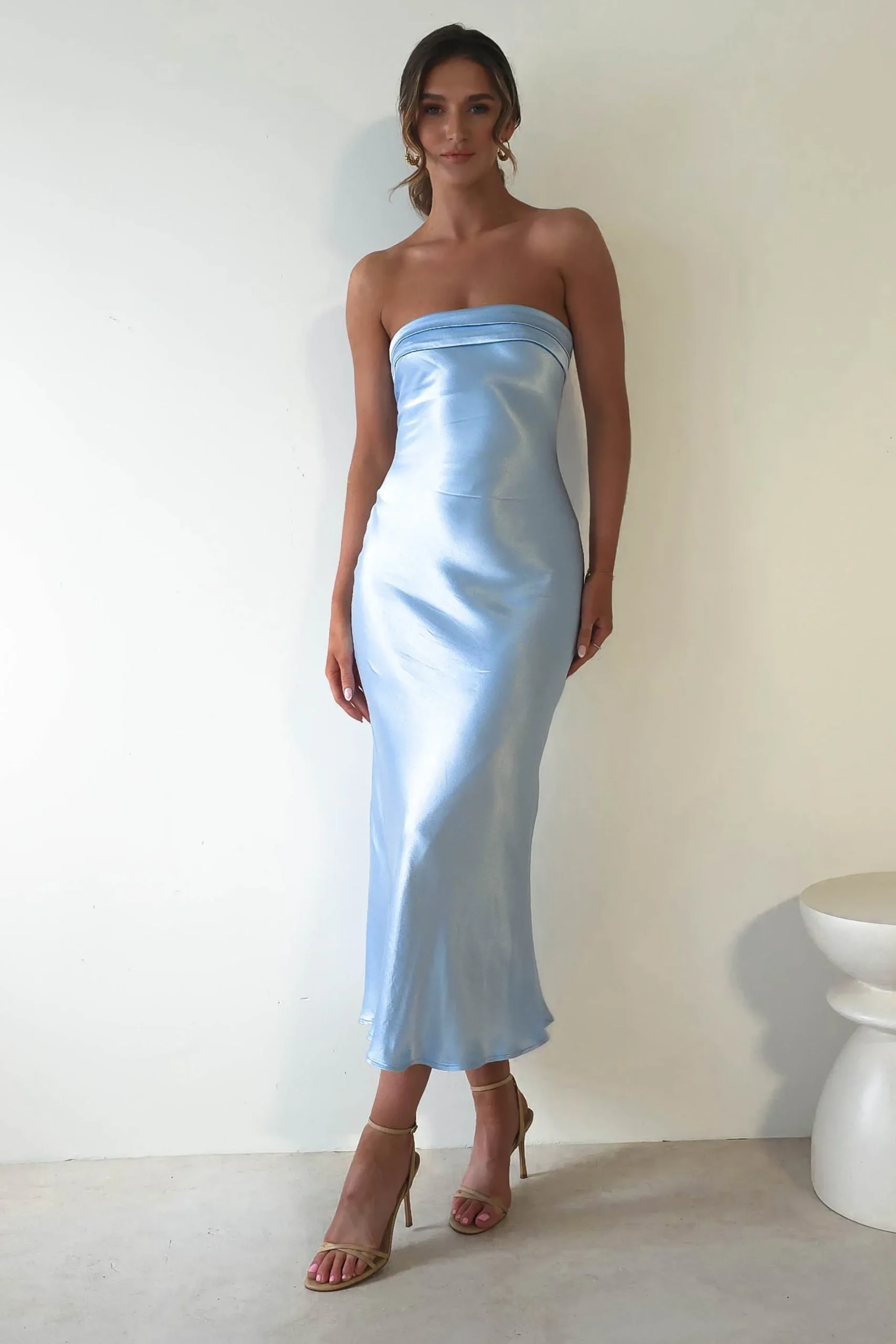 Discount Lucia Soft Satin Slip Midi Dress Blue Mittellange Kleider|Midi-kleider