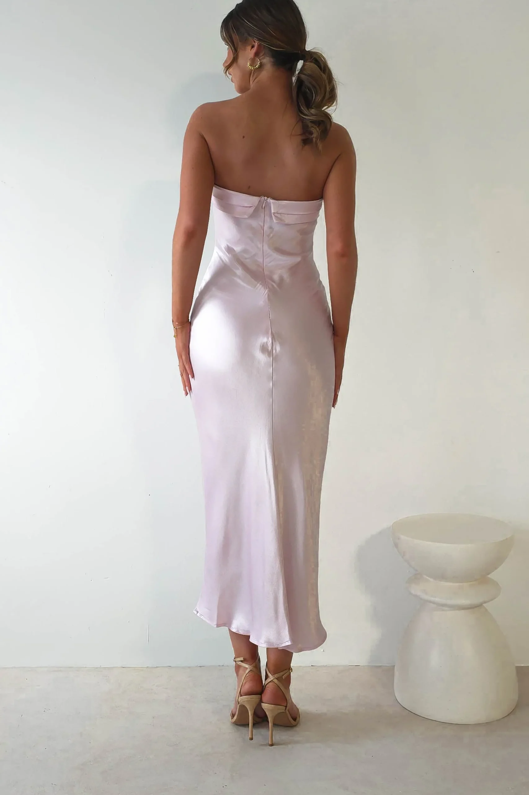 Clearance Lucia Soft Satin Slip Midi Dress | Pastel Pink Mittellange Kleider|Midi-kleider