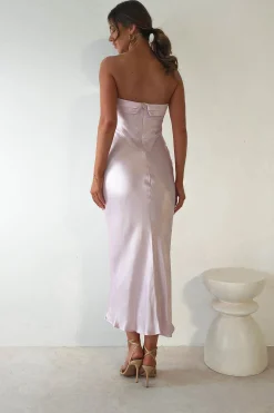 Clearance Lucia Soft Satin Slip Midi Dress | Pastel Pink Mittellange Kleider|Midi-kleider