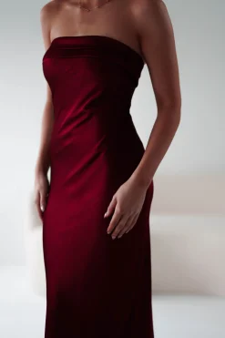 Online Lucia Soft Satin Slip Midi Dress | Wine Mittellange Kleider|Midi-kleider